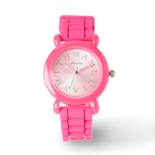 Montre Lettre personnalisée Dial rose blanc dégradé