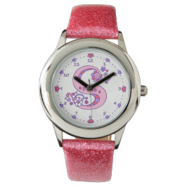 Montre Lettre S rose monogramme fille personnalisée regar