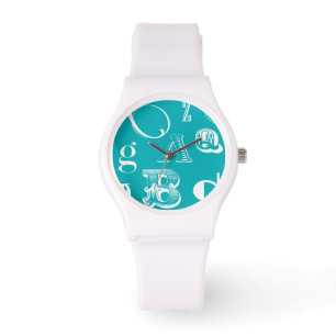 Montre Lettres décoratives sur l'arrière - plan bleu
