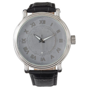 Montre lettres romaines fond gris