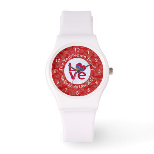 Montre Lettres rouges arméniennes AMOUR blanc sur rouge