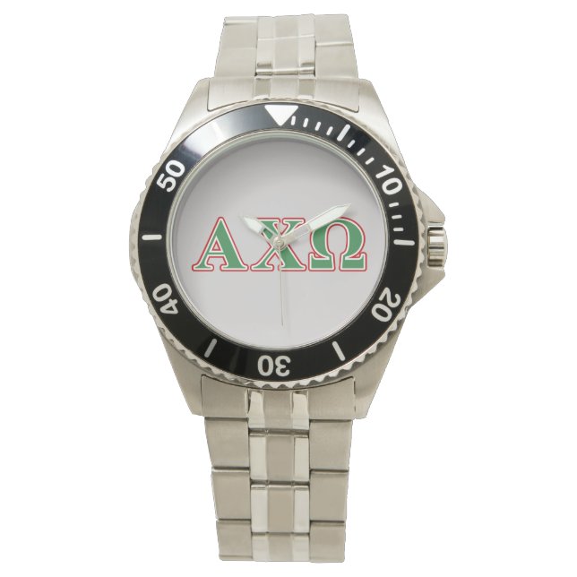 Montre Lettres vert et rouge Alphi Chi Omega (devant)