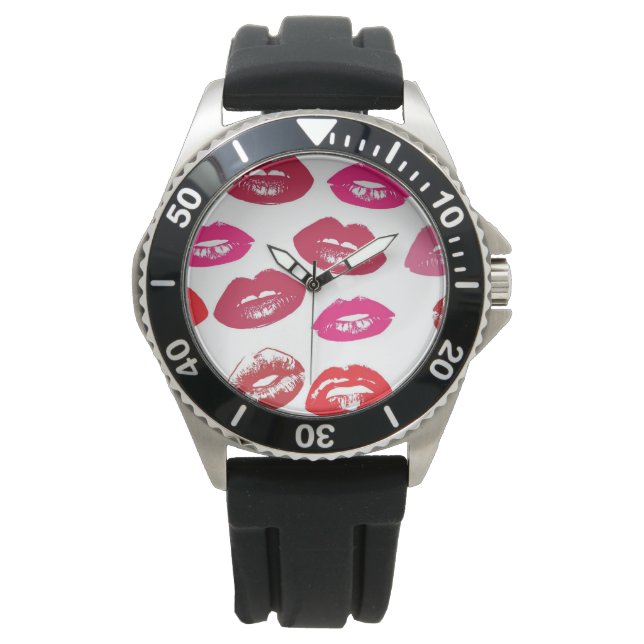 Montre Lèvres baisables (Lèvres baissantes, Rouge et Roug (devant)