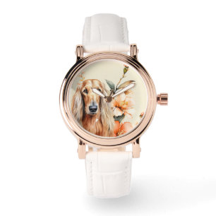 Montre Lévrier Afghan et Lys Péches