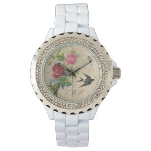 Montre Libellule vintage décorée d'un monogramme d'oise