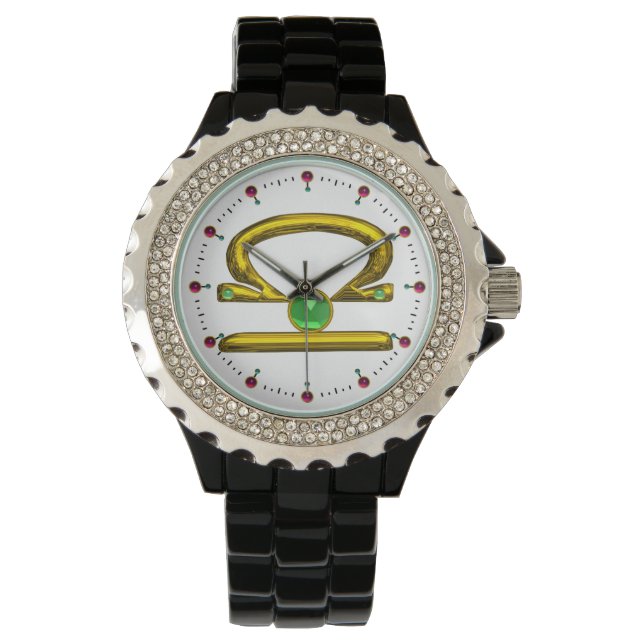 Montre LIBRA GOLD ZODIAC JEULE D'ANNIVERSAIRE, Vert, Blan (devant)