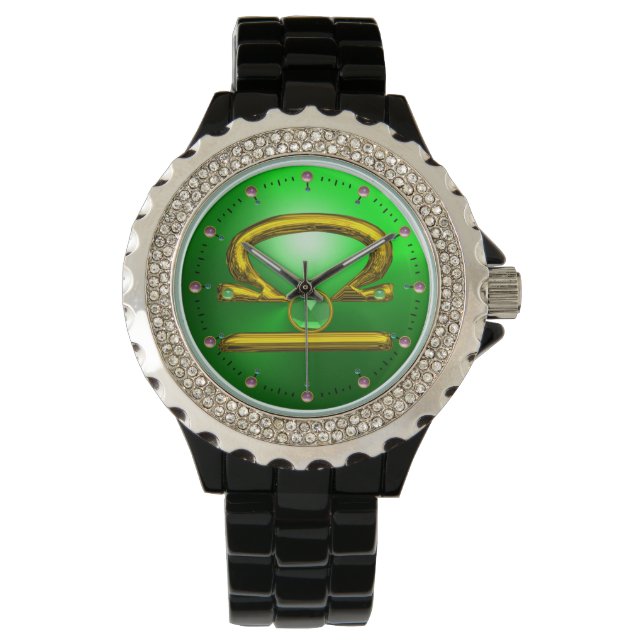 Montre LIBRA GOLD ZODIAC JEWEL D'ANNIVERSAIRE, Émeraude V (devant)
