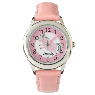 Montre Licorne Rose Personnalisée Étoiles