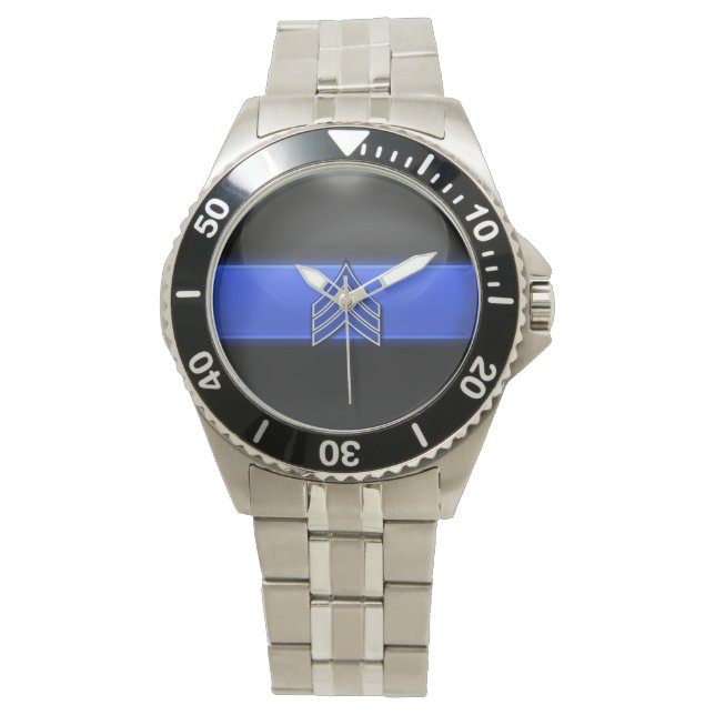 Montre Ligne Bleue Mince - Bleue/Bleue (devant)