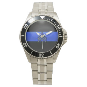 Montre Ligne Bleue Mince - Bleue/Or Stripes Sergent