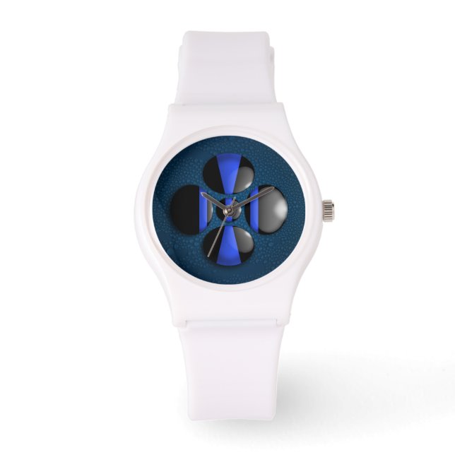 Montre Ligne Bleue Mince - Droplets (Recto)