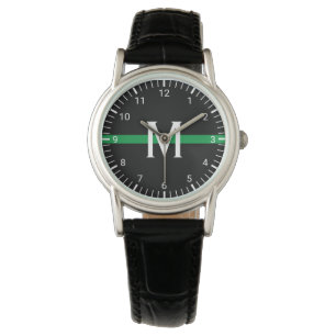 Montre Ligne Verte mince militaire décorée d'un