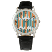 Lignes décalées - Turquoise et orange