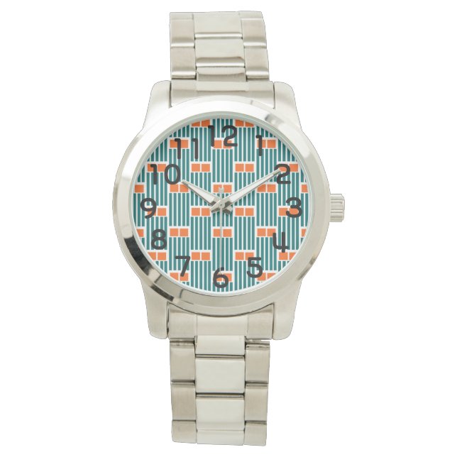 Montre Lignes et boîtes turquoises (devant)