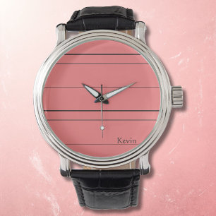 Montre Lignes horizontales, bandes noires sur fond rouge
