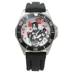 Montre Ligue de Justice   Cyborg Digital Noir Pop Art
