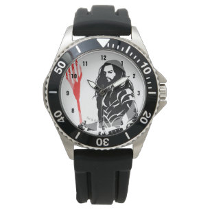 Montre Ligue de la justice  Aquaman Pose Noir Pop Art