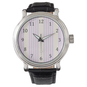 Montre Lilac violet et beige cinq bandes motif