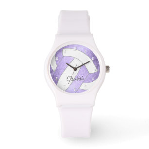 Montre lilas violet girly volleyball nom personnalisé
