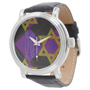 Montre L'image à thème Hanukkah de SlipperyJoe's jaune do