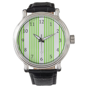 Montre Lime vert et blanc cinq bandes motif