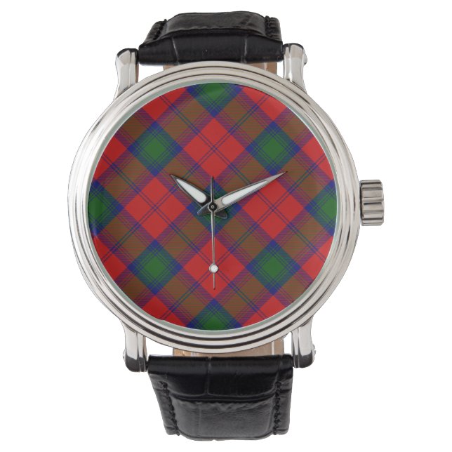 Montre Lindsay tartan rouge vert plaid (devant)