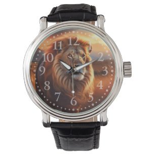 Montre Lion Africain Majestueux au Coucher de Soleil du S