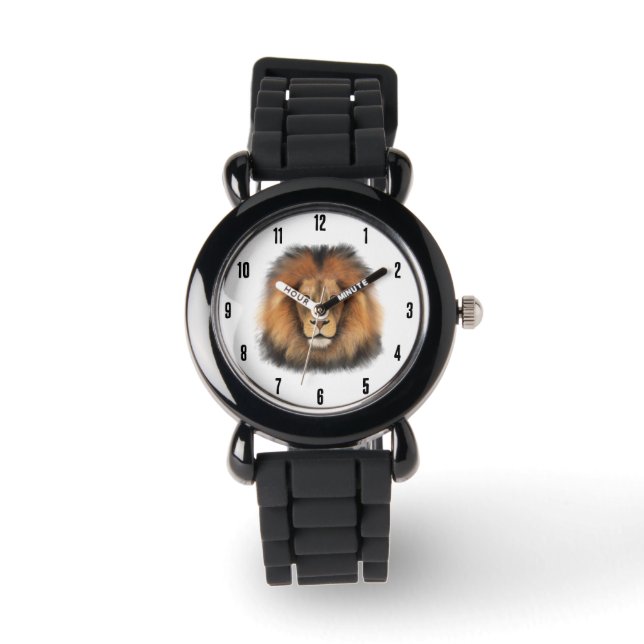 Montre lion aquarelle Leo roi safari animal jungle chat (Recto)