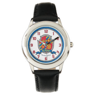 Montre Lion jaune bleu rouge de crête nommée faite sur