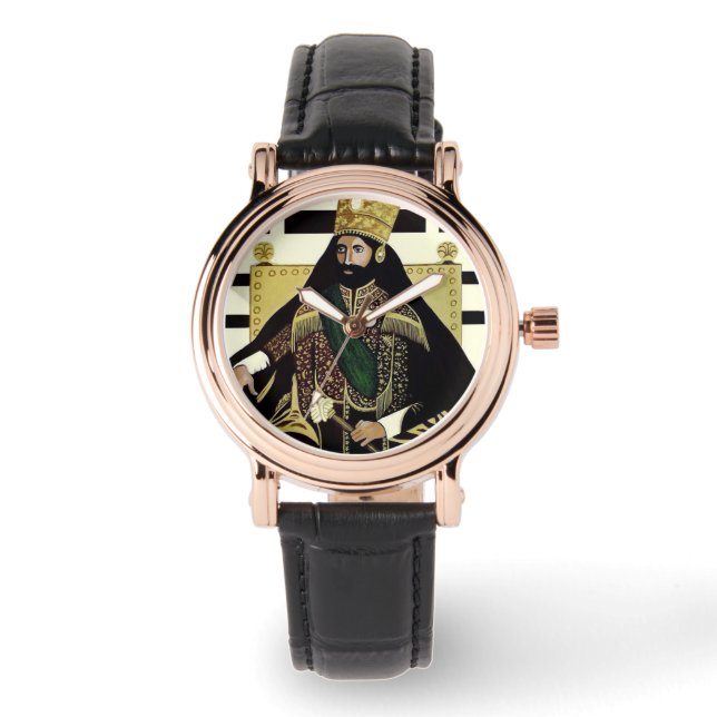 Montre Lion of Judah Haile Selassie Rastafari Gold Watch (Recto)