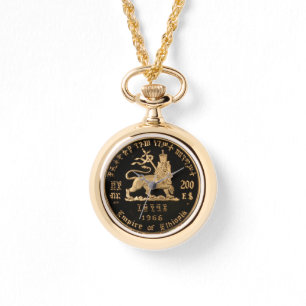 Montre Lion of Judah Haile Selassie Rastafari Gold Watch