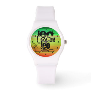 Montre Lion ; Vert, orange vibrants, et jaune