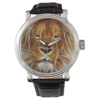 Montre Lion Visage Fractal Art Faune Wrist Watch