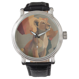 Montre Lionesse géométrique en mosaïque avec carte de l'A