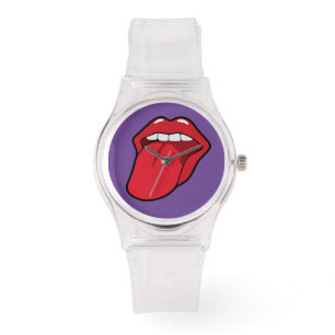 MONTRE LIPS STICKING OUVERT TONGUE ROSE WRIST WATCH