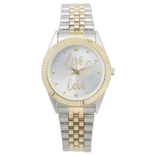Montre Live Laugh Love Faux Gold Letting