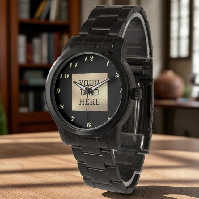 Montre Logo d'affaires classique Black Gold (Créateur téléchargé)