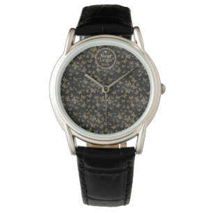 Montre Logo d'entreprise Luxe Or Élégant Bleu Marine Pers