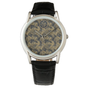 Montre Logo d'entreprise Luxe Or Élégant Bleu Marine Pers