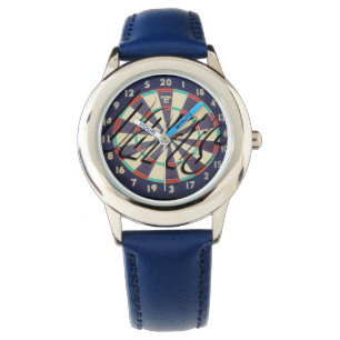 Montre Logo en Tirage, Regarder en Cuir Bleu Enfants