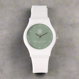 Montre Logo et texte personnalisés L Sage Green Branded B