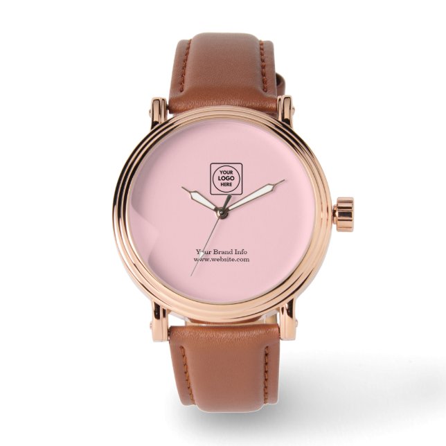 Montre Logo rose pâle | Marque professionnelle moderne (Recto)