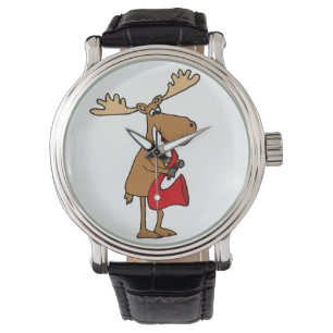 Montre L'orignal drôle joue l'art rouge de saxophone
