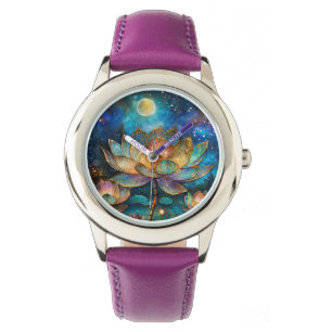 Montre Lotus de verre tendu fleurit au clair de lune