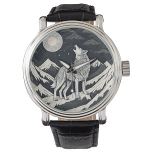 Montre Loup de nuit Howl - Lune et forêt esthétique