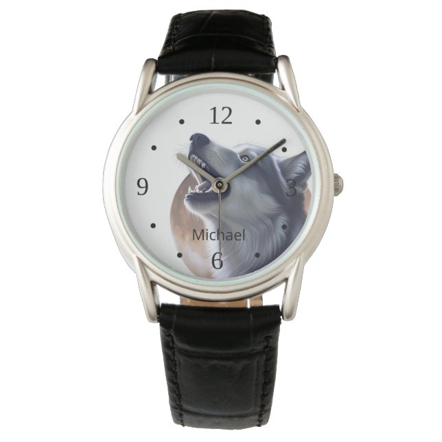 Montre Loup hurlant et Pleine lune (devant)