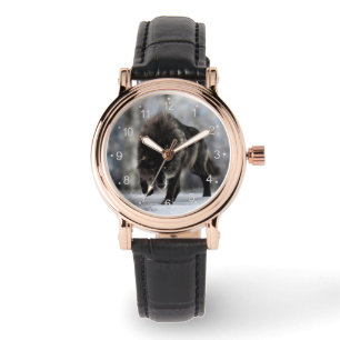 Montre Loup noir en colère