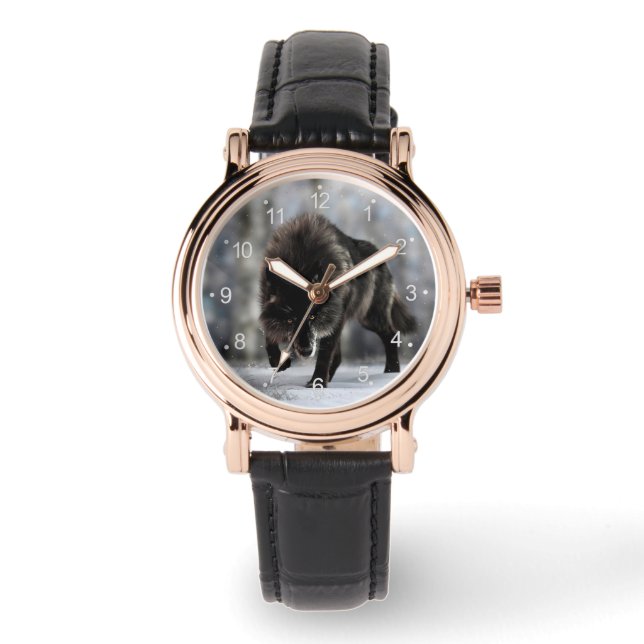 Montre Loup noir en colère (Recto)