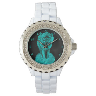 Montre Loup noir en colère dans la nuit