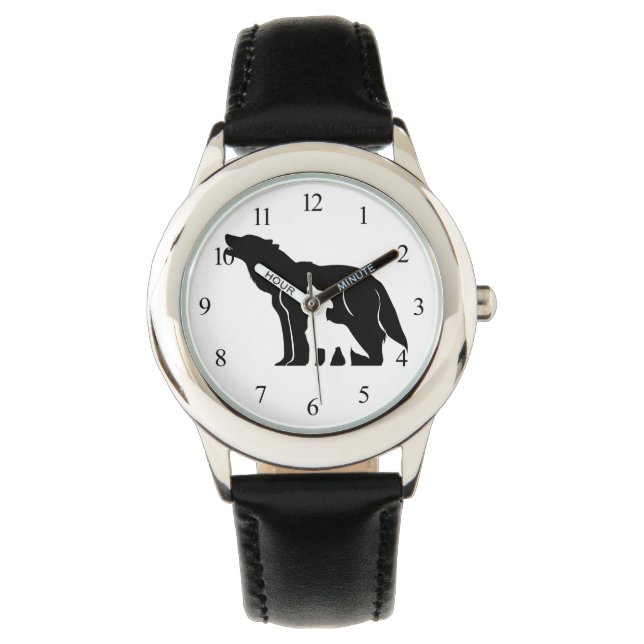 Montre Loups noirs et blancs (devant)